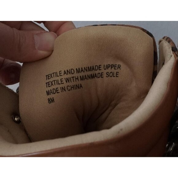 Ann Taylor Loft Tan Black Animal Cat Print Lace Up Combat Boots Size 8M - Picture 6 of 6